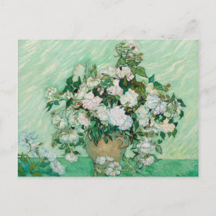 Van Gogh Vase mit rosa Rosen Blumengemälde Postkarte