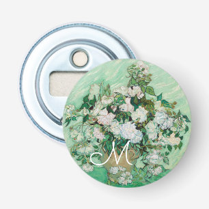 Van Gogh Vase mit rosa Rosenmalerei Monogramm Flaschenöffner