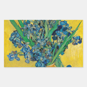 Van Gogh Vase mit Schwertlilien Klassischer Impres Rechteckiger Aufkleber