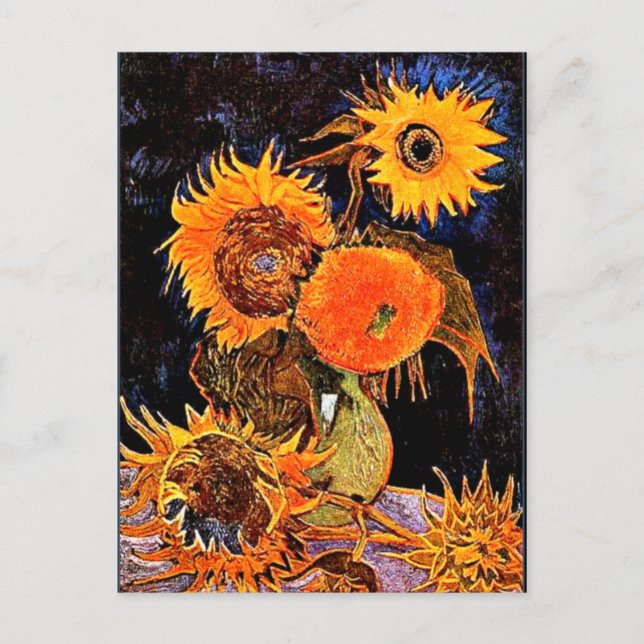 Van Gogh - Vase mit sechs Sonnenblumen Postkarte (Vorderseite)