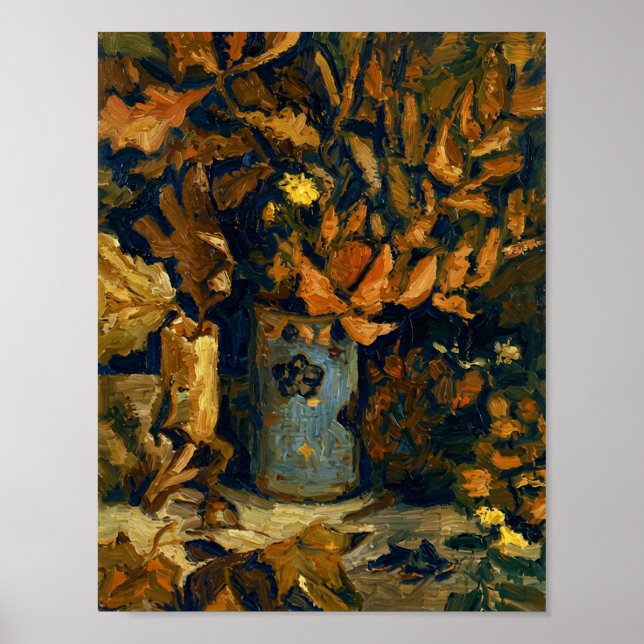 Van Gogh-Vase mit toten Blättern Poster (Vorne)