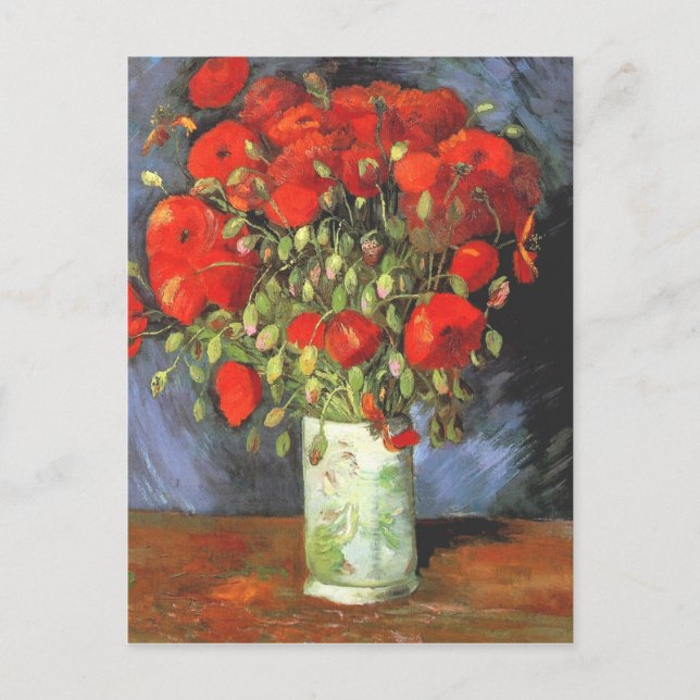 Van Gogh Vase Red Poppies floral Still Life Postkarte (Vorderseite)