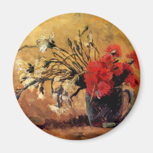 Van Gogh - Vasen mit roten und weißen Nelken Magnet