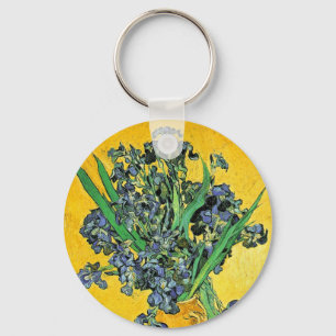 Van Gogh - Vasen mit Schwertlilien auf gelbem Hint Schlüsselanhänger