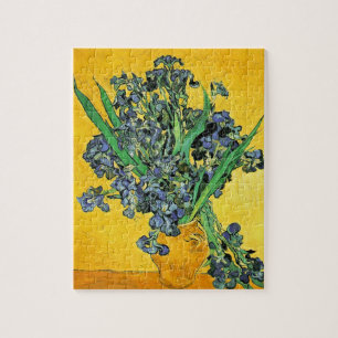 Van Gogh - Vasen mit Schwertlilien Gelber Hintergr