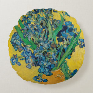 Van Gogh Vasen mit Schwertlilien Klassischer Impre Rundes Kissen