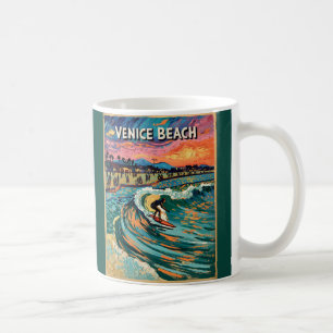 Van Gogh Venice Beach Surfen Kalifornien Retro Kaffeetasse