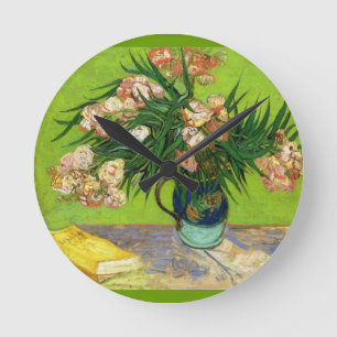 Van Gogh Vintage-Gemälde Blüten Blumen Reben Runde Wanduhr