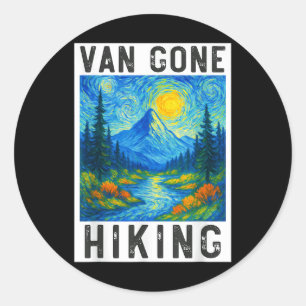 Van Gogh Wandern, Camping Berge Natur, Lustig H Runder Aufkleber