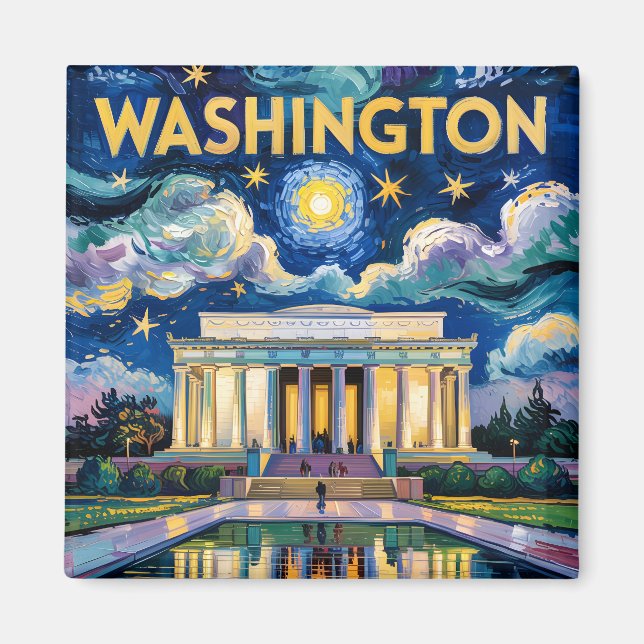 Van Gogh Washington DC Lincoln Memorial Travel Magnet (Vorne)