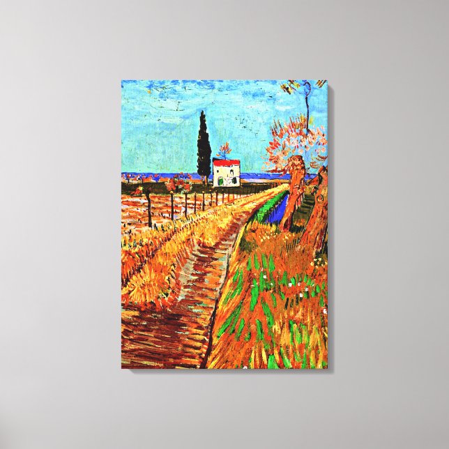 Van Gogh - Weg durch ein Feld mit Willows Leinwanddruck (Vorderseite)