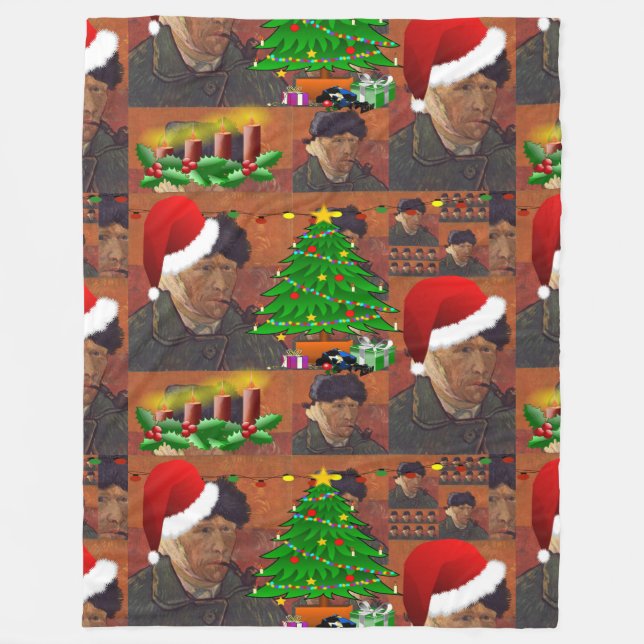 van gogh Weihnachtsdecke Fleecedecke (Vorderseite)