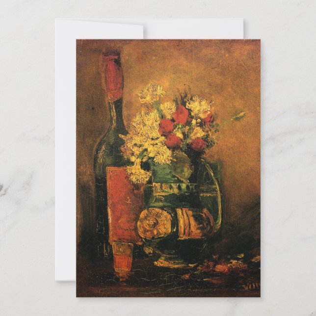 Van Gogh Wein und Blume Einladung Hochzeit (Vorderseite)