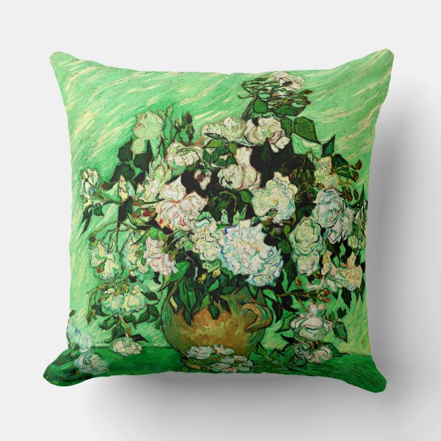 Van Gogh - Weiße Rosen, berühmtes Gemälde, Kissen (Vorderseite)
