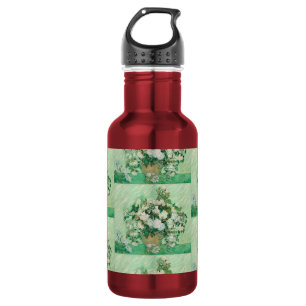 Van Gogh Weiße Rosen - Vintage Mint Florale Kunst Edelstahlflasche