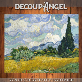 Van Gogh - Weizenfeld mit Entkundung von Zypressen Seidenpapier