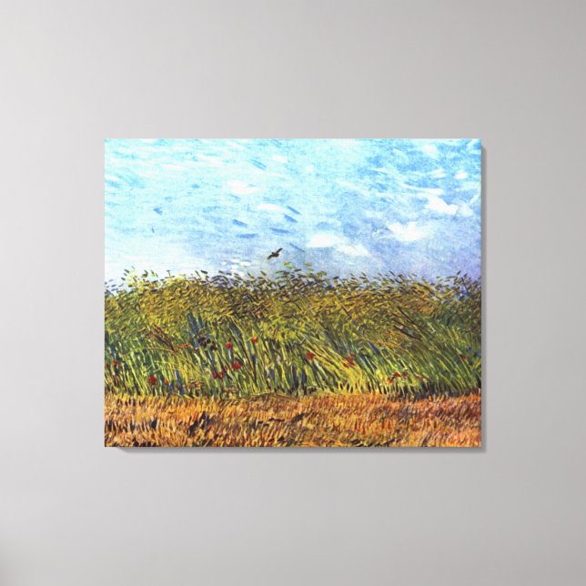 Van Gogh: Weizenfeld mit Poppies und Lark Leinwanddruck (Vorderseite)