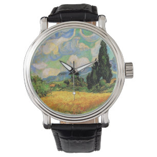 Van Gogh Weizenfeld mit Zypressen auf der Haute Ga Armbanduhr