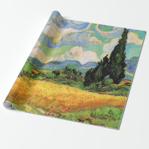 Van Gogh Weizenfeld mit Zypressen auf der Haute Ga Geschenkpapier