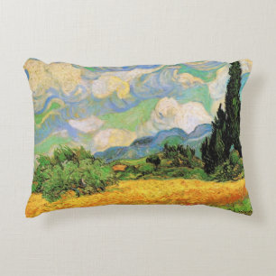 Van Gogh Weizenfeld mit Zypressen auf der Haute Ga Zierkissen