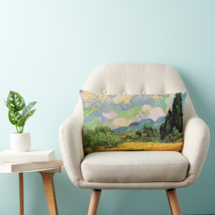 Van Gogh Weizenfeld mit Zypressen bei Haute Gallin Lendenkissen