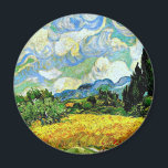 Van Gogh: Weizenfeld mit Zypressen Magnet<br><div class="desc">Van Gogh: Weizenfeld mit Zypressen in der Haude Galline bei Eygalieres. Landschaftskunst von Vincent Van Gogh,  1889,  Kühlschrank Magnet.</div>