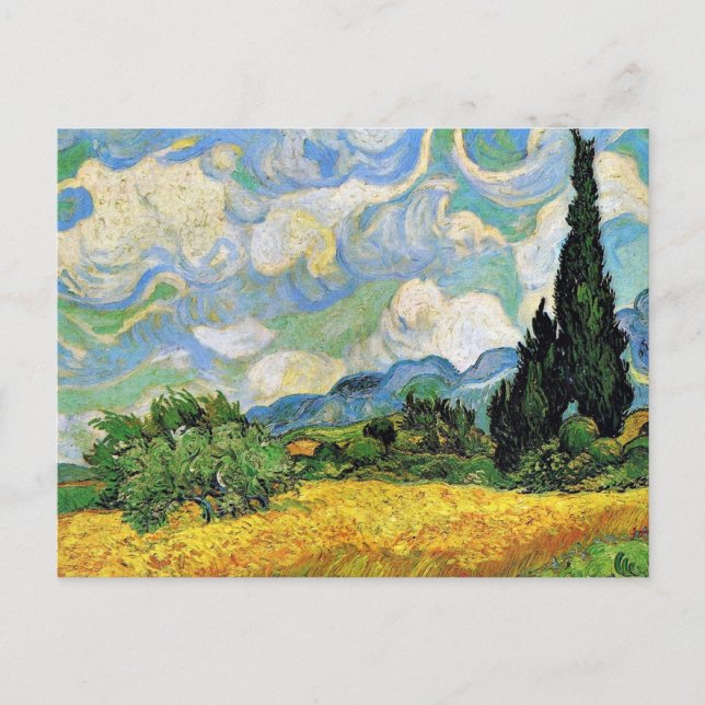 Van Gogh - Weizenfeld mit Zypressen Postkarte (Vorderseite)