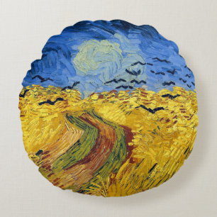 Van Gogh Weizenfelder impressionistische Malerei Rundes Kissen