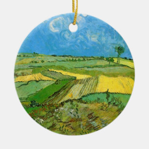 Van Gogh Weizenfelder in Auvers unter bewölktem Hi Keramikornament