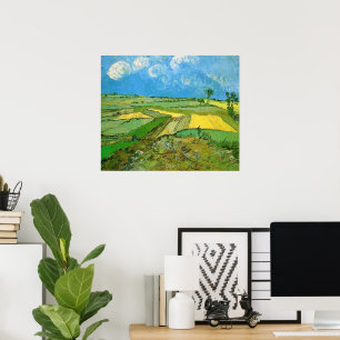 Van Gogh Weizenfelder in Auvers unter bewölktem Hi Poster
