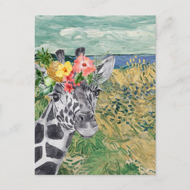Van Gogh Wheat Field and Giraffe Compilation Postkarte (Vorderseite)