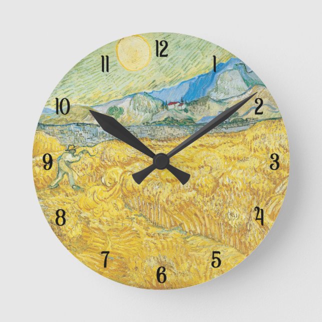 Van Gogh Wheat Field Art Lover Geschenk und Kultur Runde Wanduhr (Vorderseite)