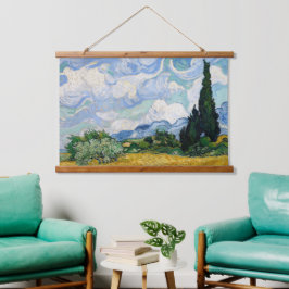 Van Gogh Wheat Field mit Cypressen Wandteppich Mit Holzrahmen