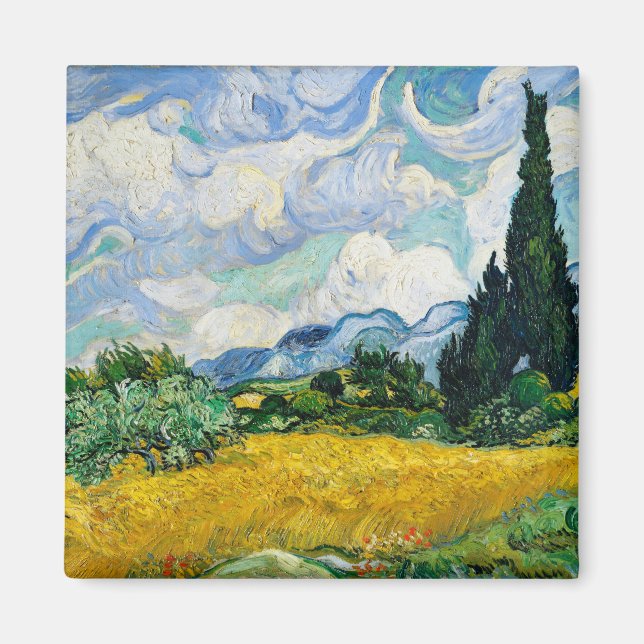 Van Gogh Wheat Field mit Zypressen. Impressionismu Magnet (Vorne)