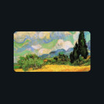 Van Gogh Wheat Field w Cypressen bei Haute Galline Adressaufkleber<br><div class="desc">Das Weizenfeld mit Zypressen in der Haute Galline bei den Eygalieres von Vincent van Gogh ist ein Vintages Post-Impressionismus-Naturlandschaftsbild. Weiße Wolken wirbeln im blauen Himmel mit Weizenfeldern und Zypressen auf einem Bauernhof. Über den Künstler: Vincent Willem van Gogh (1853-1890) war einer der berühmtesten postimpressionistischen Maler seiner Zeit. Seine Arbeit war...</div>
