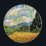 Van Gogh Wheat Field w Cypressen bei Haute Galline Dartscheibe<br><div class="desc">Das Weizenfeld mit Zypressen in der Haute Galline bei den Eygalieres von Vincent van Gogh ist ein Vintages Post-Impressionismus-Naturlandschaftsbild. Weiße Wolken wirbeln im blauen Himmel mit Weizenfeldern und Zypressen auf einem Bauernhof. Über den Künstler: Vincent Willem van Gogh (1853-1890) war einer der berühmtesten postimpressionistischen Maler seiner Zeit. Seine Arbeit war...</div>