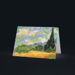 Van Gogh Wheat Field w Cypressen bei Haute Galline Karte<br><div class="desc">Das Weizenfeld mit Zypressen in der Haute Galline bei den Eygalieres von Vincent van Gogh ist ein Vintages Post-Impressionismus-Naturlandschaftsbild. Weiße Wolken wirbeln im blauen Himmel mit Weizenfeldern und Zypressen auf einem Bauernhof. Über den Künstler: Vincent Willem van Gogh (1853-1890) war einer der berühmtesten postimpressionistischen Maler seiner Zeit. Seine Arbeit war...</div>