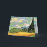 Van Gogh Wheat Field w Cypressen bei Haute Galline Karte<br><div class="desc">Das Weizenfeld mit Zypressen in der Haute Galline bei den Eygalieres von Vincent van Gogh ist ein Vintages Post-Impressionismus-Naturlandschaftsbild. Weiße Wolken wirbeln im blauen Himmel mit Weizenfeldern und Zypressen auf einem Bauernhof. Über den Künstler: Vincent Willem van Gogh (1853-1890) war einer der berühmtesten postimpressionistischen Maler seiner Zeit. Seine Arbeit war...</div>