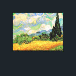 Van Gogh Wheat Field w Cypressen bei Haute Galline Leinwanddruck<br><div class="desc">Das Weizenfeld mit Zypressen in der Haute Galline bei den Eygalieres von Vincent van Gogh ist ein Vintages Post-Impressionismus-Naturlandschaftsbild. Weiße Wolken wirbeln im blauen Himmel mit Weizenfeldern und Zypressen auf einem Bauernhof. Über den Künstler: Vincent Willem van Gogh (1853-1890) war einer der berühmtesten postimpressionistischen Maler seiner Zeit. Seine Arbeit war...</div>