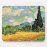 Van Gogh Wheat Field w Cypressen bei Haute Galline Mousepad<br><div class="desc">Das Weizenfeld mit Zypressen in der Haute Galline bei den Eygalieres von Vincent van Gogh ist ein Vintages Post-Impressionismus-Naturlandschaftsbild. Weiße Wolken wirbeln im blauen Himmel mit Weizenfeldern und Zypressen auf einem Bauernhof. Über den Künstler: Vincent Willem van Gogh (1853-1890) war einer der berühmtesten postimpressionistischen Maler seiner Zeit. Seine Arbeit war...</div>