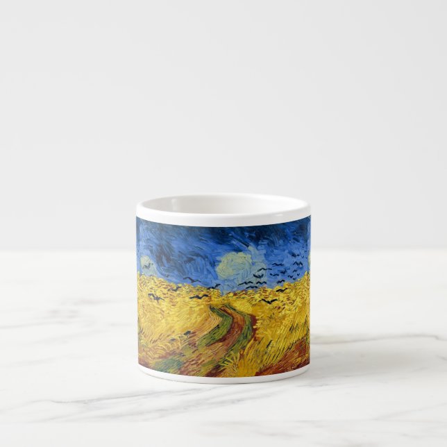 Van Gogh Wheat Fields impressionistisches Gemälde Espressotasse (Vorderseite)
