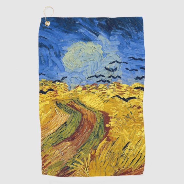 Van Gogh Wheat Fields impressionistisches Gemälde Golfhandtuch (Vorderseite)