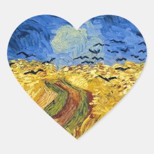 Van Gogh Wheat Fields impressionistisches Gemälde Herz-Aufkleber