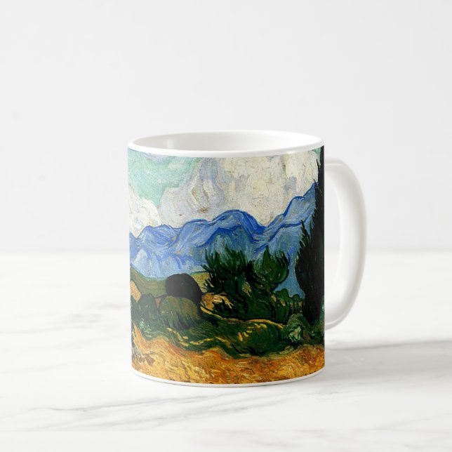 Van Gogh - Wheatfield mit Cypress Tree Kaffeetasse (VorderseiteRechts)