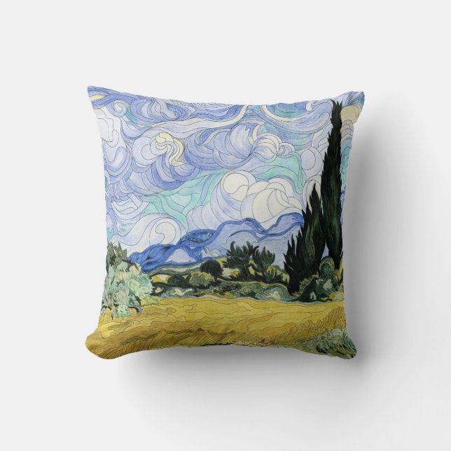 Van Gogh - Wheatfield mit Zypressen Kissen (Vorderseite)
