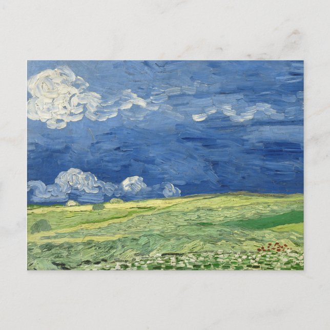 Van Gogh - Wheatfield unter Gewitterwolken Postkarte (Vorderseite)