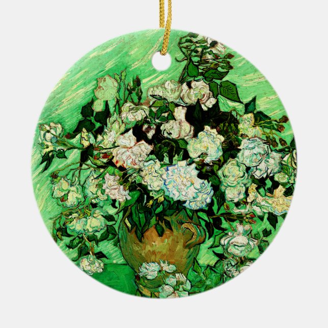Van Gogh - White Roses, berühmtes Bild Keramik Ornament (Vorne)