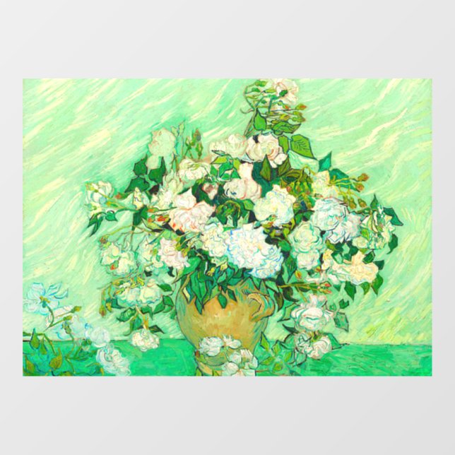 Van Gogh White Roses Fensteraufkleber (Blatt)