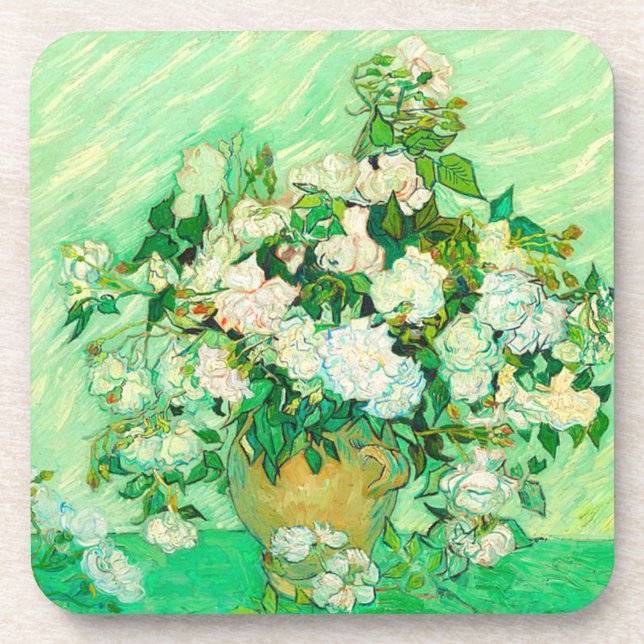 Van Gogh White Roses Getränkeuntersetzer (Vorderseite)