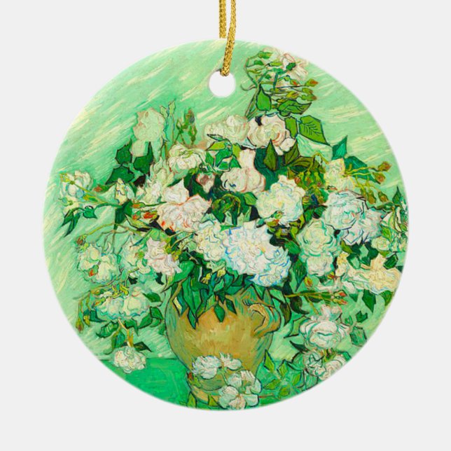 Van Gogh White Roses Keramik Ornament (Vorne)